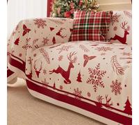 Highdi Christmas Style Sofa Cover Throws Blanket for 1/2/3/4 Seater Corner Sofa, All-Season Multifunctional Soft Home Decorative Blanket Sofa Slipcover for Living Room (180x300cm,Red Reindeer)