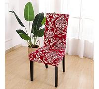 Highdi Classic Elegant Floral Printed Stretch Dining Chair Covers with High Back, Removable Washable Universal Seats Slipcovers, Hotel Party Wedding Decor Chair Covers (Red Baroque,6 pcs)