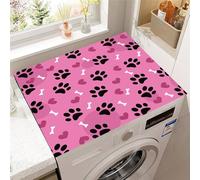 Highdi Colorful Dog Paw Washer and Dryer Top Protector,Washer and Dryer Top Mat Absorbent Quick Dry Silicone Mat,Anti Slip Dust Proof Washing Machine Pad for Laundry Room (Rose Red,30x40cm)