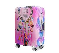 Highdi Colorful Feather Pattern Suitcase Cover, 18-32 Inch Travel Suitcase Covers, Washable Anti-Scratch Suitcase Covers Protectors, Luggage Covers for Suitcases Elastic (Pink,S)