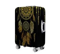 Highdi Colorful Feather Pattern Suitcase Cover, 18-32 Inch Travel Suitcase Covers, Washable Anti-Scratch Suitcase Covers Protectors, Luggage Covers for Suitcases Elastic (Black,L)