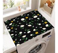 Highdi Colorful Floral Plants Washer and Dryer Top Protector,Washer and Dryer Top Mat Absorbent Quick Dry Silicone Mat,Anti Slip Dust Proof Washing Machine Pad for Laundry Room (Sunflower,60x60cm)