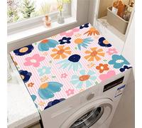Highdi Colorful Floral Plants Washer and Dryer Top Protector,Washer and Dryer Top Mat Absorbent Quick Dry Silicone Mat,Anti Slip Dust Proof Washing Machine Pad for Laundry Room (Pink,40x50cm)