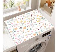 Highdi Colorful Floral Plants Washer and Dryer Top Protector,Washer and Dryer Top Mat Absorbent Quick Dry Silicone Mat,Anti Slip Dust Proof Washing Machine Pad for Laundry Room (Colorful,40x50cm)