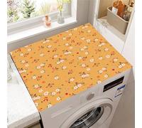 Highdi Colorful Floral Plants Washer and Dryer Top Protector,Washer and Dryer Top Mat Absorbent Quick Dry Silicone Mat,Anti Slip Dust Proof Washing Machine Pad for Laundry Room (Yellow,40x50cm)