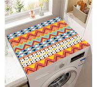 Highdi Colorful Retro Style Washer and Dryer Top Protector,Washer and Dryer Top Mat Absorbent Quick Dry Silicone Mat,Anti Slip Dust Proof Washing Machine Pad for Laundry Room (Multicolor,60x60cm)