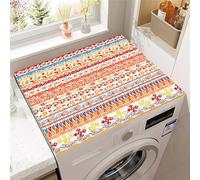 Highdi Colorful Retro Style Washer and Dryer Top Protector,Washer and Dryer Top Mat Absorbent Quick Dry Silicone Mat,Anti Slip Dust Proof Washing Machine Pad for Laundry Room (Orange,50x60cm)