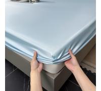 Highdi Cooling Fitted Sheets Deep Pocket 25cm, Satin Sheet Bedding Linens Washable Silky Touch Fade Resistant Easy Care for Single/Double/King Size Bed (Sky blue,120x200cm)