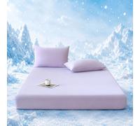 Highdi Cooling Fitted Sheets Deep Pocket 25cm, Sheet Bedding Linens Washable Silky Touch Fade Resistant Easy Care for Single Double King Size Bed (Purple,90x200cm)