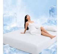 Highdi Cooling Fitted Sheets Deep Pocket 5-30cm, Q-max 0.4 Sheet Bedding Linens Washable Silky Touch Fade Resistant Easy Care for Single Double King Size Bed (White,150x200cm)