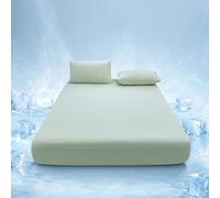 Highdi Cooling Fitted Sheets Deep Pocket 5-30cm, Sheet Bedding Linens Washable Silky Touch Fade Resistant Easy Care for Single Double King Size Bed (Light green,150x200cm)