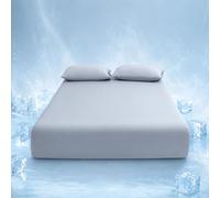 Highdi Cooling Fitted Sheets Deep Pocket 5-30cm, Sheet Bedding Linens Washable Silky Touch Fade Resistant Easy Care for Single Double King Size Bed (Light gray,150x200cm)