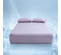 Highdi Cooling Fitted Sheets Deep Pocket 5-30cm, Sheet Bedding Linens Washable Silky Touch Fade Resistant Easy Care for Single Double King Size Bed (Light purple,150x200cm)