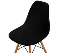 Highdi Corduroy Jacquard Scandinavian Dining Chair Covers, Nordic Style Armless Chair Slipcovers Shell Chairs Covers Removable Washable for Kitchen, Bedroom, Living Room (Black,6 PCS)