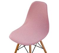 Highdi Corduroy Jacquard Scandinavian Dining Chair Covers, Nordic Style Armless Chair Slipcovers Shell Chairs Covers Removable Washable for Kitchen, Bedroom, Living Room (Pink,1 PC)