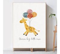 Highdi Cupboard Short Curtain Kitchen, Hide Away Small Curtains for Kitchen Cupboard Door - No Drilling Is Required with Hook and Loop for Under Sink, Bookcase, Bathroom (Balloon Giraffe,W60xH90cm)