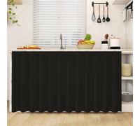 Highdi Cupboard Short Curtain Kitchen, Hide Away Small Curtains for Kitchen Cupboard Door - No Drilling Is Required with Hook and Loop for Under Sink-Solid Colour (Black,60 * 120cm)