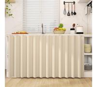 Highdi Cupboard Short Curtain Kitchen, Hide Away Small Curtains for Kitchen Cupboard Door - No Drilling Is Required with Hook and Loop for Under Sink-Solid Colour (Beige,60 * 140cm)