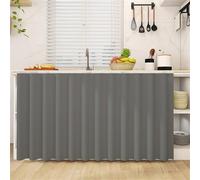 Highdi Cupboard Short Curtain Kitchen, Hide Away Small Curtains for Kitchen Cupboard Door - No Drilling Is Required with Hook and Loop for Under Sink-Solid Colour (Medium Grey,60 * 140cm)