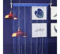Highdi Dense String Door Curtain, Beaded Door Curtain with Tassels for Doorways Decotations, Divider Window Fly Screens String Drop Room Partition for Home Decor and Divider (sapphire blue,1x2m)