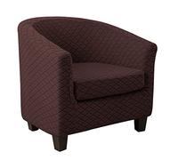 Highdi Diamond Jacquard Tub Chair Cover for Armchair, Slipcovers 2 Piece with Seat Cover Stretch Dust Proof Removable Furniture Protector Covers for Club Tub Chair (Brown)