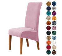 Highdi Dining Chair Covers for Wedding Banquet Party Decoration, Solid Color Velvet Stretch High Back Chair Slipcovers Washable Chair Protector Elastic Seat Covers (4 pcs,pink)