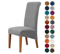 Highdi Dining Chair Covers for Wedding Banquet Party Decoration, Solid Color Velvet Stretch High Back Chair Slipcovers Washable Chair Protector Elastic Seat Covers (1 pc,medium gray)