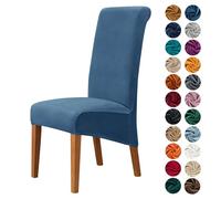 Highdi Dining Chair Covers for Wedding Banquet Party Decoration, Solid Color Velvet Stretch High Back Chair Slipcovers Washable Chair Protector Elastic Seat Covers (6 pcs,Royal blue)