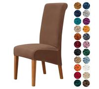 Highdi Dining Chair Covers for Wedding Banquet Party Decoration, Solid Color Velvet Stretch High Back Chair Slipcovers Washable Chair Protector Elastic Seat Covers (2 pcs,dark brown)