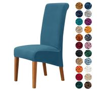 Highdi Dining Chair Covers for Wedding Banquet Party Decoration, Solid Color Velvet Stretch High Back Chair Slipcovers Washable Chair Protector Elastic Seat Covers (1 pc,peacock blue)