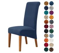 Highdi Dining Chair Covers for Wedding Banquet Party Decoration, Solid Color Velvet Stretch High Back Chair Slipcovers Washable Chair Protector Elastic Seat Covers (6 pcs,Navy blue)