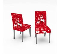 Highdi Dining Chair Covers Set of 2, 4 or 6, 3D Christmas Deer High Back Stretch Dining Room Chair Cover Removable Washable Chair Protector Slipcover for Hotel Banquet Party (Snowflake,Pack of 2)