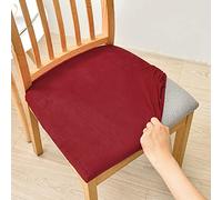 Highdi Dining Chair Seat Covers set of 1/2/4/6, Stretch Spandex Velvet Seat Cushion Slipcovers, Removable Washable Seat Protector Cover for Dining Room Living Room Office Hotel (burgundy red,4 pcs)