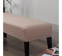 Highdi Dining Room Bench Covers, Jacquard Upholstered Bench Slipcover Soft Stretch Spandex Rectangle Full Coverage Removable Washable Bench Seat Protector Footstool Cover (Khaki Color)