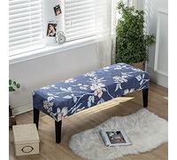 Highdi Dining Room Bench Covers Soft Stretch Spandex Upholstered Bench Slipcover Printed Footstool Cover Rectangle Full Coverage Removable Washable Bench Seat Protector (autumn flowers,1pc)