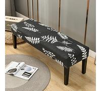 Highdi Dining Room Bench Covers Soft Stretch Spandex Upholstered Bench Slipcover Printed Footstool Cover Rectangle Full Coverage Removable Washable Bench Seat Protector (tropical leaves,1pc)