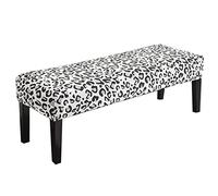 Highdi Dining Room Bench Covers, Soft Stretch Spandex Upholstered Bench Slipcover Printed Footstool Cover Rectangle Full Coverage Removable Washable Bench Seat Protector (Classic leopard)