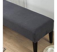 Highdi Dining Room Bench Covers, Velvet Upholstered Bench Slipcover Soft Stretch Spandex Rectangle Full Coverage Removable Washable Bench Seat Protector Footstool Cover (Grey)