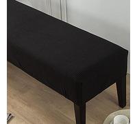 Highdi Dining Room Bench Covers, Velvet Upholstered Bench Slipcover Soft Stretch Spandex Rectangle Full Coverage Removable Washable Bench Seat Protector Footstool Cover (Black)