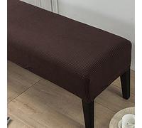 Highdi Dining Room Bench Covers, Velvet Upholstered Bench Slipcover Soft Stretch Spandex Rectangle Full Coverage Removable Washable Bench Seat Protector Footstool Cover (Coffee Color)