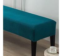 Highdi Dining Room Bench Covers, Velvet Upholstered Bench Slipcover Soft Stretch Spandex Rectangle Full Coverage Removable Washable Bench Seat Protector Footstool Cover (Peacock Blue)