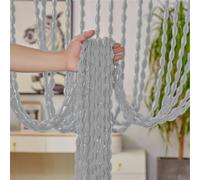 Highdi Door Curtains to Stop Flies Beaded, Door Beads Curtains for Doorways Fly Screens String Room Divider for Home Decor and Windows (Silver gray,1 * 2M)