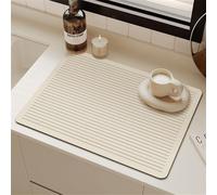 Highdi Draining Board Mats for Counter, Kitchen Super Dish Draining Mat, Fast-Drying Dishes Drainer Mat, Non-Slip Rubber for Coffee Mat for Counter Worktop Bar Sink (40x50cm,Nordic Lines 3)