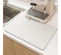 Highdi Draining Board Mats for Counter, Kitchen Super Dish Draining Mat Solid Color, Fast-Drying Dishes Drainer Mat, Non-Slip Rubber for Coffee Mat for Counter Worktop Bar Sink (40x60cm,White)