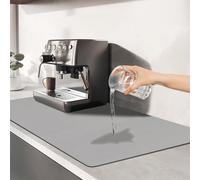 Highdi Draining Board Mats for Kitchen Counter, Microfibre Dish Drying Mat Absorbent Sink Drainer Mat Quick Dry Non-Slip Coffee Mat for Kitchen Counter-Plain (Grey,50 * 80cm)