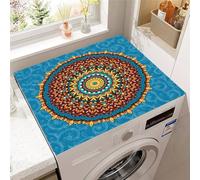 Highdi European Retro Style Washer and Dryer Top Protector,Washer and Dryer Top Mat Absorbent Quick Dry Silicone Mat,Anti Slip Dust Proof Washing Machine Pad for Laundry Room (Blue,60x60cm)