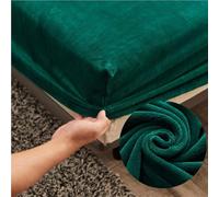 Highdi Fitted Sheet Single Velvet, Green Bed Sheets 30cm Deep Pocket Warm Winter Bedding Fitted Sheet Soft Teddy Fleece Sheets Anti Wrinkle(90X200X30cm)
