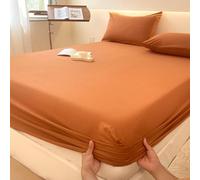 Highdi Fitted Sheets Bedding Sheets Deep Pocket 20cm 26cm Bottom Sheet, Ultra Soft Easy Care Fade Resistant King Size Bed (180x200cm+26cm,Caramel)