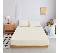 Highdi Fitted Sheets Deep Pocket 20cm, Sheet Bedding washable Sheets Linens Ultra Soft Easy Care Fade Resistant for Single Double King Size Bed (Cream,100x200+20cm)