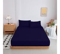 Highdi Fitted Sheets Deep Pocket 20cm, Sheet Bedding washable Sheets Linens Ultra Soft Easy Care Fade Resistant for Single Double King Size Bed (90x200+20cm,Navy Blue)